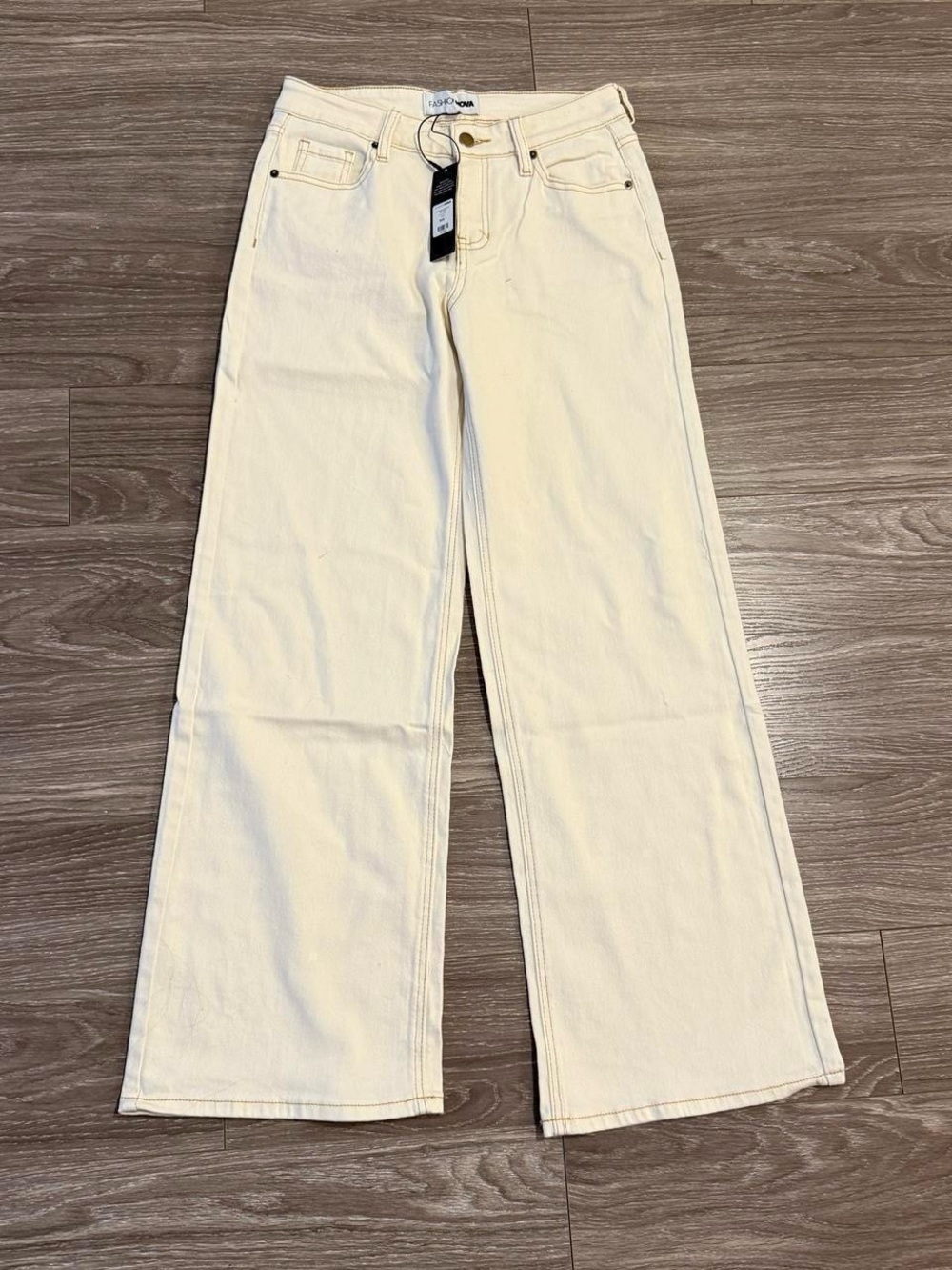 Wide Leg Cream Jeans